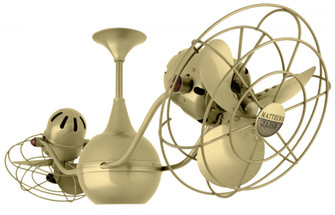 Vent-Bettina 360° dual headed rotational ceiling fan in brushed brass finish with metal blades. (230|VB-BRBR-MTL)