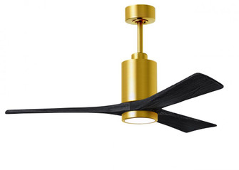 Patricia-3 three-blade ceiling fan in Brushed Brass finish with 52” solid matte black wood blade (230|PA3-BRBR-BK-52)