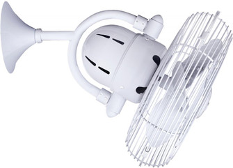 Kaye 90° oscillating 3-speed ceiling or wall fan in gloss white finish. (230|KC-WH)