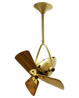 Jarold Direcional ceiling fan in Brushed Brass finish with solid sustainable mahogany wood blades. (230|JD-BRBR-WD)