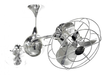 Italo Ventania 360° dual headed rotational ceiling fan in polished chrome finish with metal blade (230|IV-CR-MTL-DAMP)