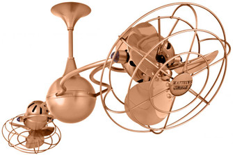 Italo Ventania 360° dual headed rotational ceiling fan in brushed copper finish with metal blades (230|IV-BRCP-MTL)