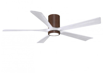IR5HLK five-blade flush mount paddle fan in Walnut finish with 60” solid matte white wood blades (230|IR5HLK-WN-MWH-60)