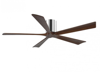 Irene-5H five-blade flush mount paddle fan in Polished Chrome finish with 60” solid walnut tone (230|IR5H-CR-WA-60)