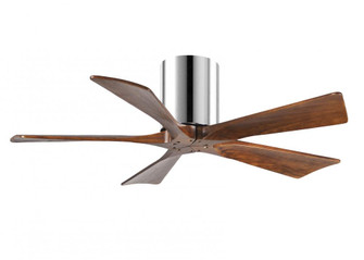 Irene-5H five-blade flush mount paddle fan in Polished Chrome finish with 42” solid walnut tone (230|IR5H-CR-WA-42)