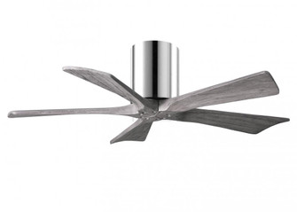 Irene-5H five-blade flush mount paddle fan in Polished Chrome finish with 42” solid barn wood to (230|IR5H-CR-BW-42)