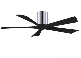 Irene-5H - 52'' Five Blade Flush Mount Paddle Fan - Polished Chrome Finish - Matte Black Blades (230|IR5H-CR-BK-52)
