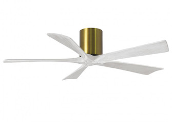 Irene-5H - 52'' Five Blade Flush Mount Paddle Fan - Brushed Brass Finish - Matte White Blades (230|IR5H-BRBR-MWH-52)