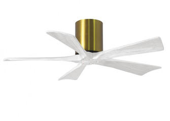 Irene-5H five-blade flush mount paddle fan in Brushed Brass finish with 42” solid matte white wo (230|IR5H-BRBR-MWH-42)