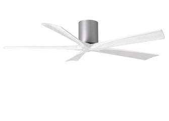 Irene-5H - 60'' Five Blade Flush Mount Paddle Fan - Brushed Nickel Finish - Matte White Blades (230|IR5H-BN-MWH-60)