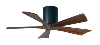Irene-5H five-blade flush mount paddle fan in Matte Black finish with 42” solid walnut tone blad (230|IR5H-BK-WA-42)
