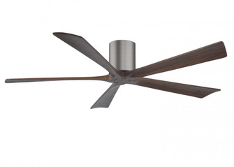 Irene-5H five-blade flush mount paddle fan in Brushed Pewter finish with 60” solid walnut tone b (230|IR5H-BP-WA-60)