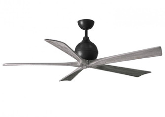 Irene-5 five-blade paddle fan in Matte Black finish with 60'' solid barn wood tone blades. (230|IR5-BK-BW-60)