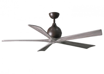 Irene-5 five-blade paddle fan in Textured Bronze finish with 60'' solid barn wood tone blades. (230|IR5-TB-BW-60)