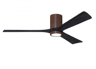 Irene-3HLK three-blade flush mount paddle fan in Walnut finish with 60” solid matte black wood b (230|IR3HLK-WN-BK-60)