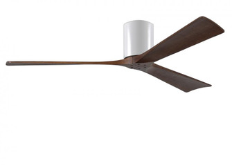 Irene-3H three-blade flush mount paddle fan in Gloss White finish with 60” solid walnut tone bla (230|IR3H-WH-WA-60)