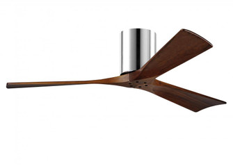 Irene-3H three-blade flush mount paddle fan in Polished Chrome finish with 52” solid walnut tone (230|IR3H-CR-WA-52)