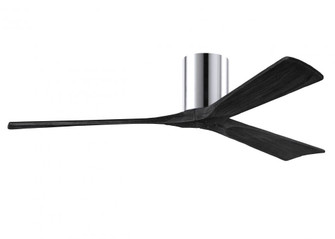 Irene-3H - Three Blade Flush Mount Paddle Fan - 60'' - Polished Chrome Finish - Matte Black Blade (230|IR3H-CR-BK-60)