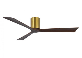 Irene-3H - Three Blade Flush Mount Paddle Fan - 60'' - Brushed Brass Finish - Walnut Tone Blades (230|IR3H-BRBR-WA-60)