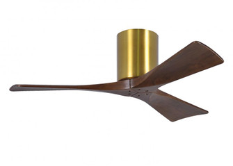 Irene-3H three-blade flush mount paddle fan in Brushed Brass finish with 42” solid walnut tone b (230|IR3H-BRBR-WA-42)