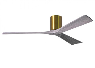 Irene-3H three-blade flush mount paddle fan in Brushed Brass finish with 60” solid barn wood ton (230|IR3H-BRBR-BW-60)