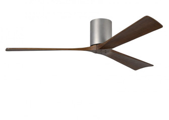 Irene-3H three-blade flush mount paddle fan in Brushed Nickel finish with 60” solid walnut tone (230|IR3H-BN-WA-60)
