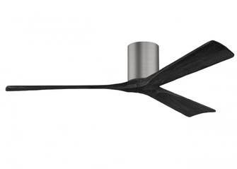 Irene-3H three-blade flush mount paddle fan in Brushed Pewter finish with 60” solid matte black (230|IR3H-BP-BK-60)