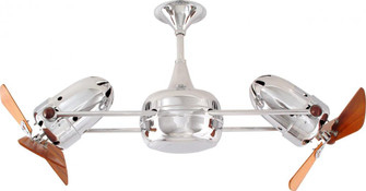 Duplo Dinamico - Rotational Ceiling Fan - Polished Chrome Finish - Mahogany Tone Blades (230|DD-CR-WD-DAMP)