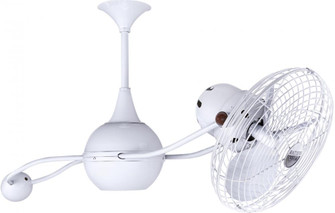 Brisa 360° counterweight rotational ceiling fan in Gloss White finish with metal blades. (230|B2K-WH-MTL)