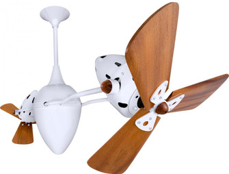 Ar Ruthiane 360° dual headed rotational ceiling fan in gloss white finish with solid sustainable (230|AR-WH-WD)