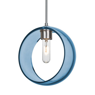 Besa Mana Pendant For Multiport Canopy, Blue, Satin Nickel Finish, 1x60W Medium Base, (127|J-MANABL-SN-NI-L)