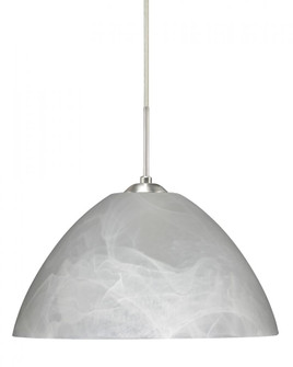 Besa Tessa Pendant For Multiport Canopy Satin Nickel Marble 1x75W Medium Base, 15Ft. Cord (127|J-420152-SN-L)