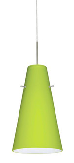 Besa Cierro Pendant For Multiport Canopy Satin Nickel Chartreuse 1x100W Medium Base, 15Ft. Cord (127|J-412435-SN-L)