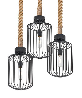 Besa Sultana Cylinder Rope Pendant, Black, 3x40W T10, 15Ft. Cord (127|3JW-SULTANA-C-BK-L)