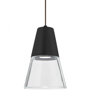 Besa, Timo 6 Cord Pendant, Clear/Black, Bronze Finish, 1x9W LED, 15Ft. Cord (127|1XT-TIMO6BC-LED-BR-L)