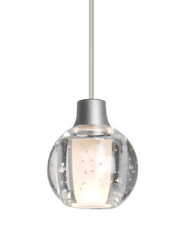 Besa, Boca 3 Cord Pendant, Clear Bubble, Satin Nickel Finish, 1x35W MAX GY6.35 Base, 15Ft. Cord (127|1XT-BOCA3BB-SN-L)