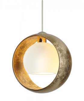 Besa Pendant Pogo Satin Nickel Gold/Inner Gold 1x5W LED, 15Ft. Cord (127|1XT-4293GG-LED-SN-L)