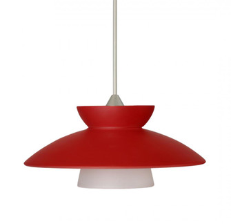 Besa Pendant Trilo 7 Satin Nickel Red Matte 1x50W MAX GY6.35 Base, 15Ft. Cord (127|1XT-271831-SN-L)