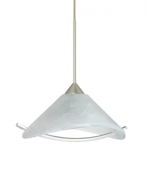 Besa Pendant Hoppi Satin Nickel Marble/Clear 1x50W Halogen, 15Ft. Cord (127|1XT-181304-SN-L)