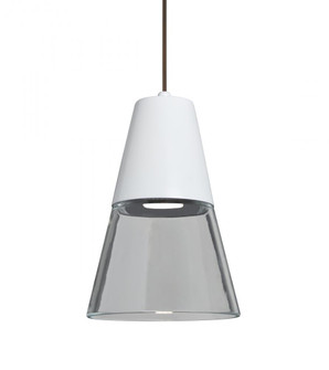 Besa, Timo 6 Cord Pendant, Clear/White, Bronze Finish, 1x9W LED, 15Ft. Cord (127|1XC-TIMO6WC-LED-BR-L)