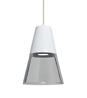 Besa, Timo 6 Cord Pendant, Clear/White, Satin Nickel Finish, 1x9W LED, 15Ft. Cord (127|1XC-TIMO6WC-LED-SN-L)