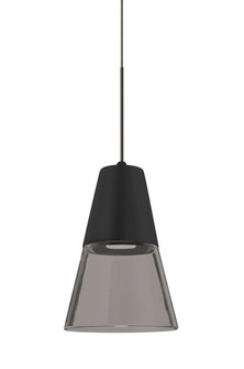 Besa, Timo 6 Cord Pendant, Smoke/Black, Bronze Finish, 1x9W LED, 15Ft. Cord (127|1XC-TIMO6BS-LED-BR-L)
