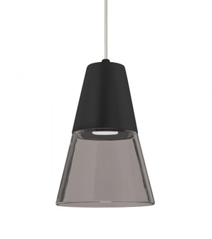 Besa, Timo 6 Cord Pendant,Smoke/Black, Satin Nickel Finish, 1x9W LED, 15Ft. Cord (127|1XC-TIMO6BS-LED-SN-L)