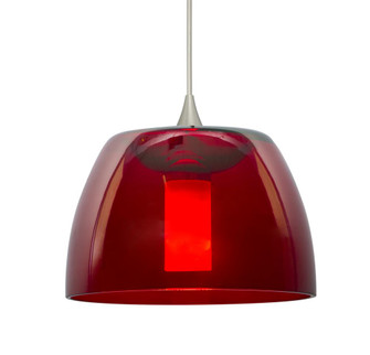 Besa Spur Cord Pendant, Red, Satin Nickel Finish, 1x3W LED, 15Ft. Cord (127|1XC-SPURRD-LED-SN-L)