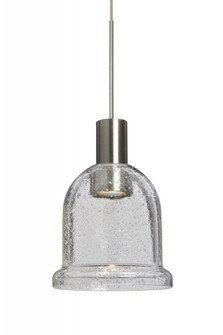 Besa, Kiba Cord Pendant, Clear Bubble, Satin Nickel Finish, 1x3W LED, 15Ft. Cord (127|1XC-KIBACL-LED-SN-L)