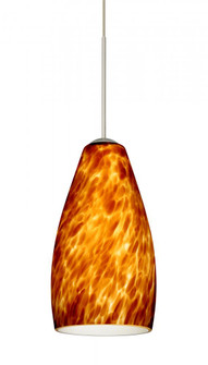 Besa Pendant Karli Satin Nickel Amber Cloud 1x50W Halogen, 15Ft. Cord (127|1XC-719818-SN-L)