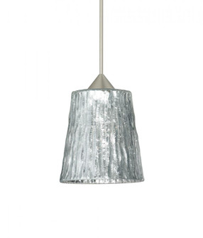 Besa Pendant Nico 4 Satin Nickel Stone Silver Foil 1x5W LED, 15Ft. Cord (127|1XC-5125SF-LED-SN-L)