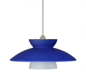 Besa Pendant Trilo 7 Satin Nickel Blue Matte 1x5W LED, 15Ft. Cord (127|1XC-271823-LED-SN-L)