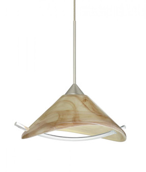 Besa Pendant Hoppi Satin Nickel Mocha/Clear 1x3W LED, 15Ft. Cord (127|1XC-181305-LED-SN-L)