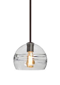Besa Spirit 8 Pendant, Clear, Bronze Finish, 1x8W LED Filament, 15Ft. Cord (127|1TT-SPIR8CL-EDIL-BR-L)